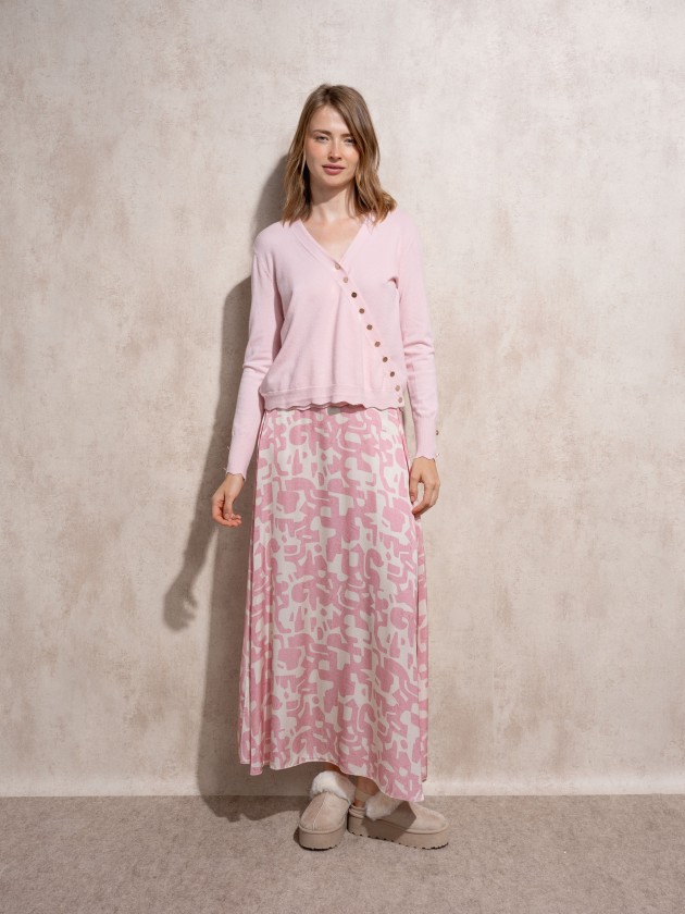 Cache coeur in knit with gold buttons