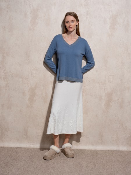 Pull en maille lurex  col v