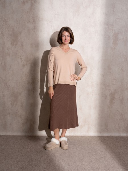 Camisola de malha com lurex de decote em bico