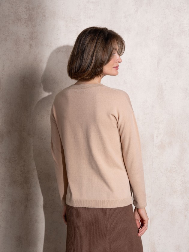 Round neck lurex knit sweater