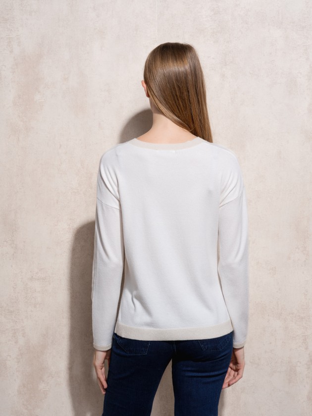 Round neck lurex knit sweater