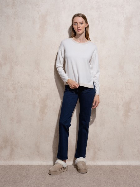 Round neck lurex knit sweater