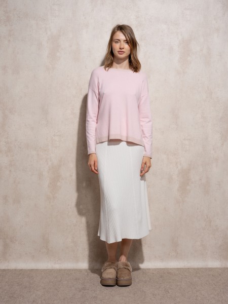 Round neck lurex knit sweater