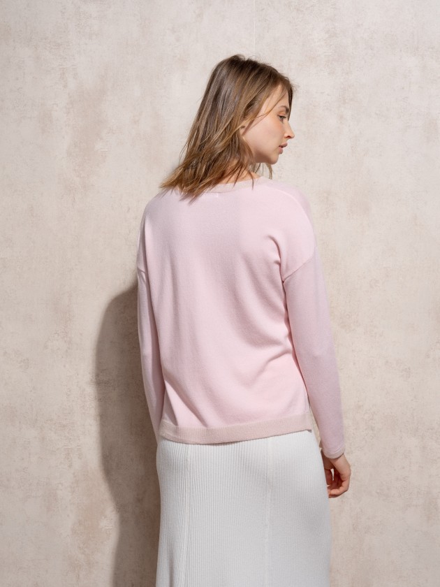Round neck lurex knit sweater