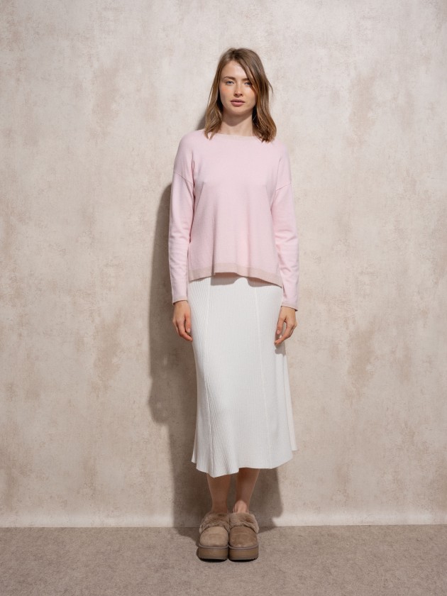 Round neck lurex knit sweater