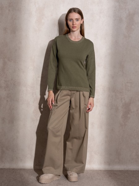 Camisola de malha com lurex de decote redondo