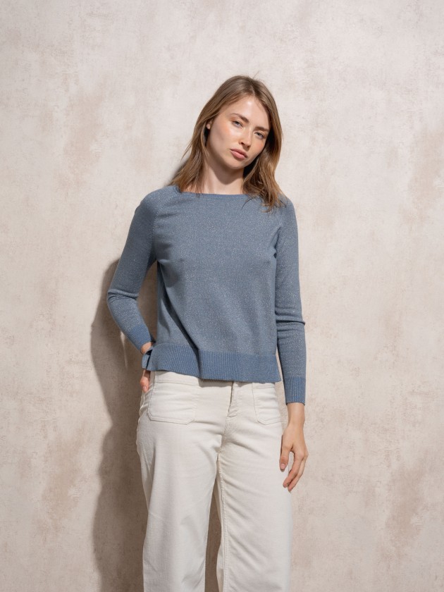 Round neck sweater with lurex