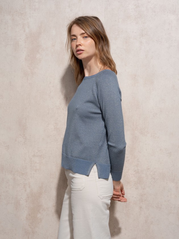 Round neck sweater with lurex