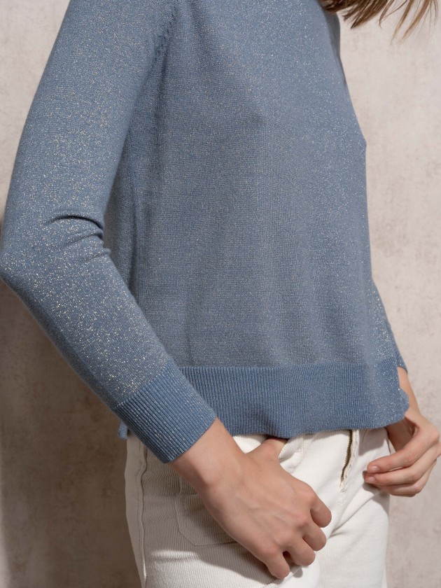 Round neck sweater with lurex