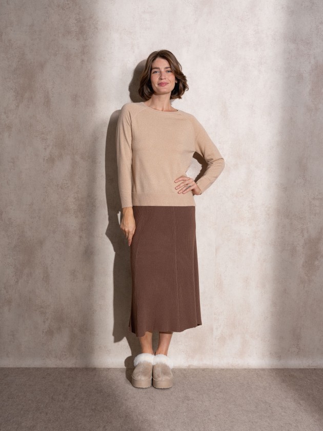 Round neck sweater with lurex