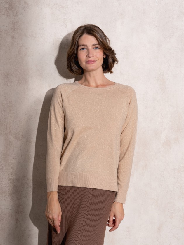 Round neck sweater with lurex