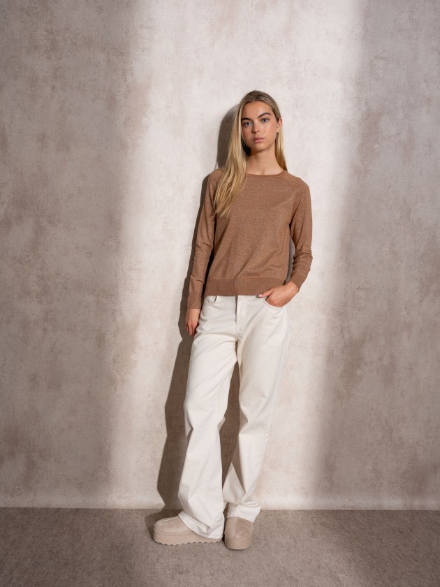 Round neck sweater with lurex