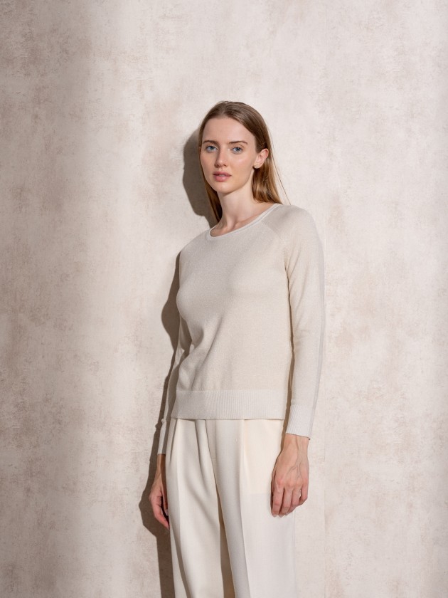 Round neck sweater with lurex
