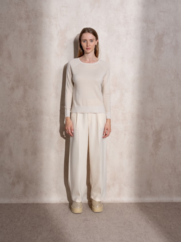 Round neck sweater with lurex