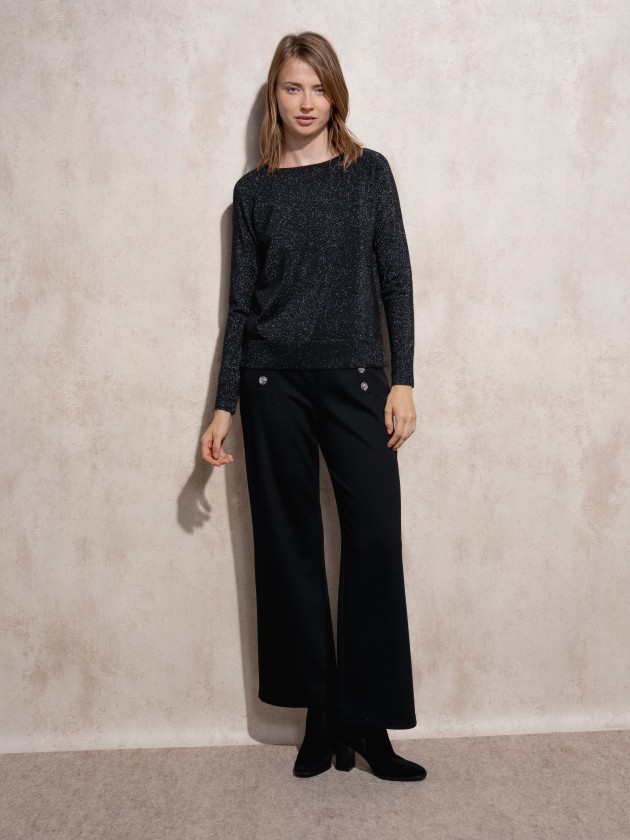 Round neck sweater with lurex