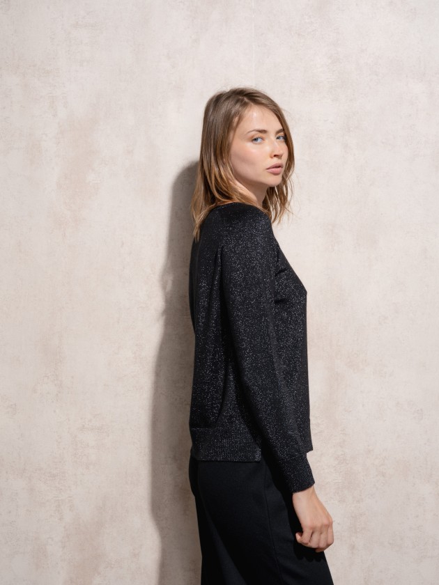 Round neck sweater with lurex