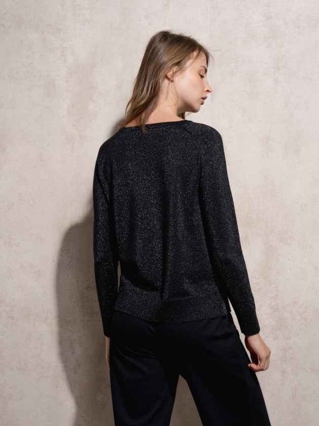 Round neck sweater with lurex