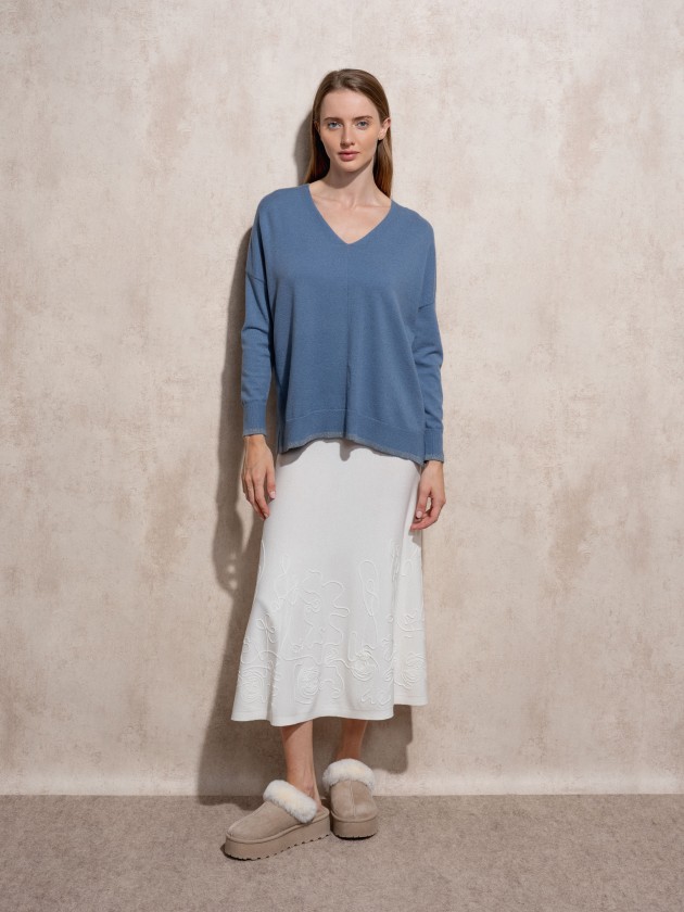 V-neck knit sweater