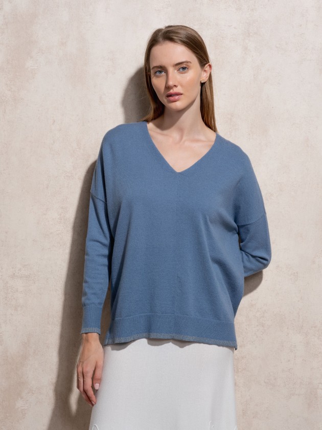 V-neck knit sweater