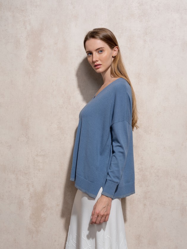 V-neck knit sweater