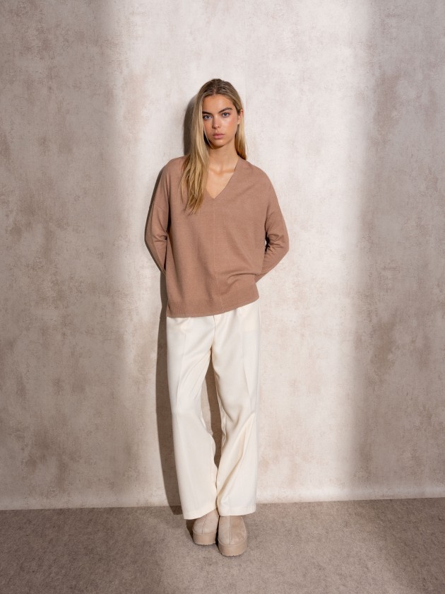 V-neck knit sweater