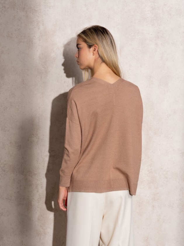 V-neck knit sweater