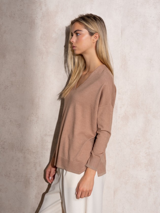 V-neck knit sweater