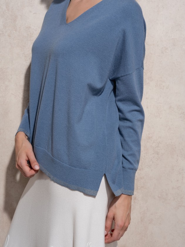 V-neck knit sweater