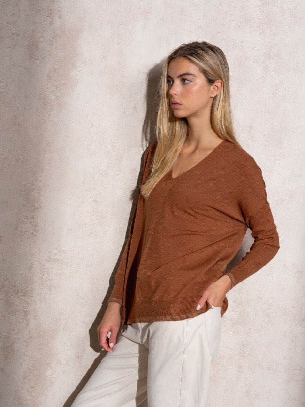 V-neck knit sweater