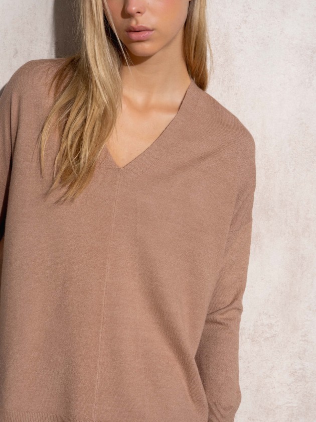 V-neck knit sweater