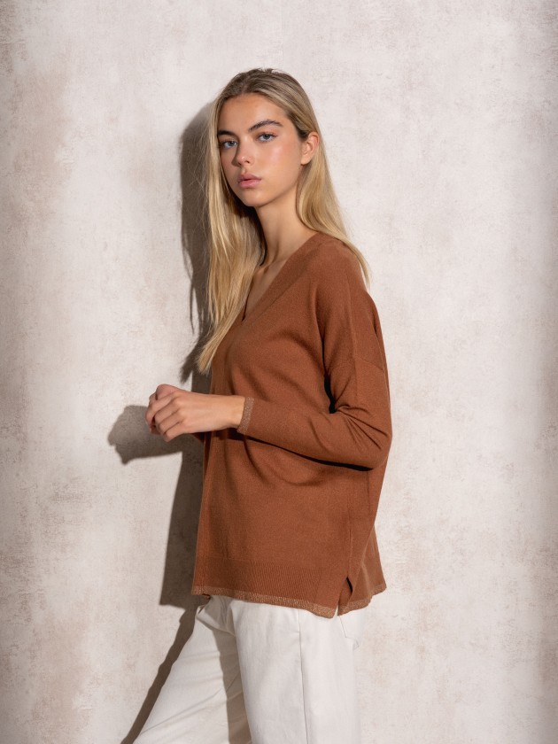 V-neck knit sweater
