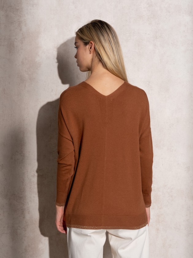 V-neck knit sweater