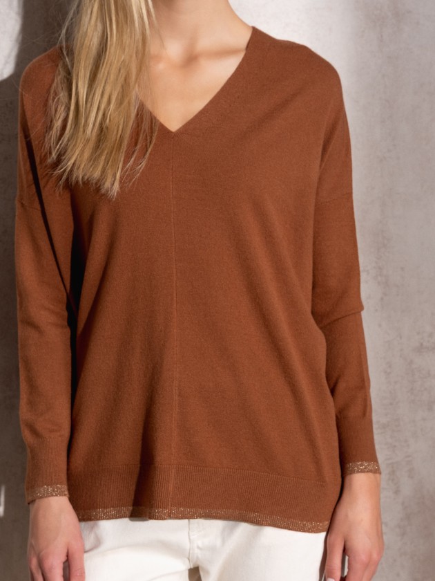 V-neck knit sweater