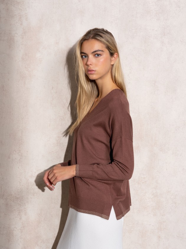 V-neck knit sweater