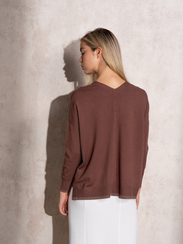 V-neck knit sweater