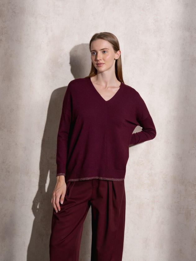 V-neck knit sweater
