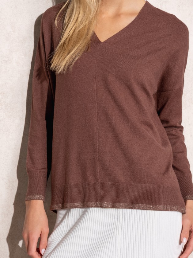 V-neck knit sweater