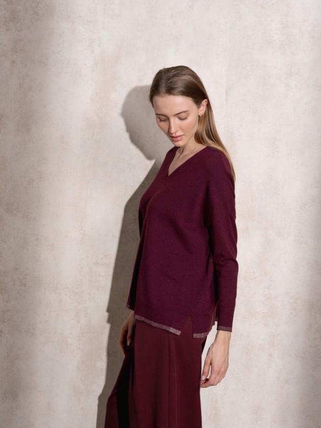 V-neck knit sweater