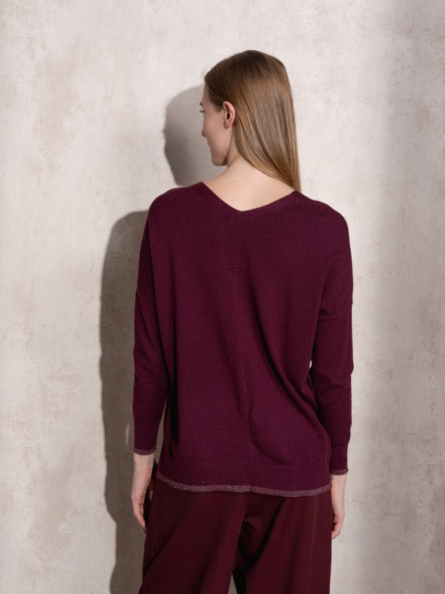 V-neck knit sweater