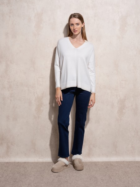 V-neck knit sweater