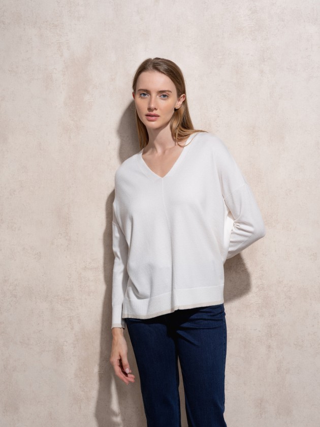 V-neck knit sweater