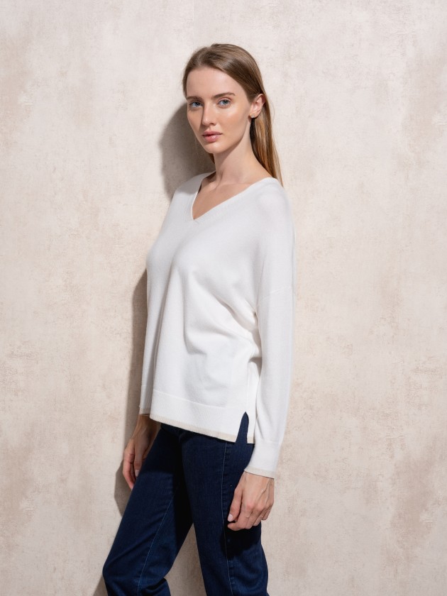 V-neck knit sweater