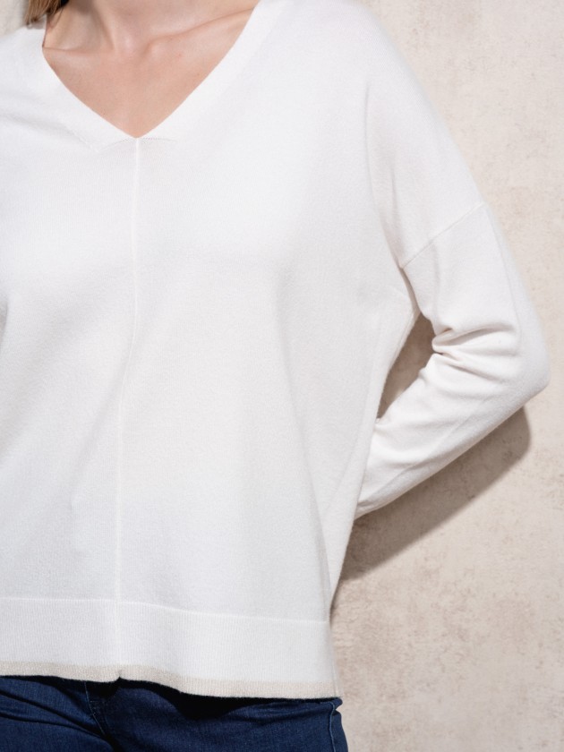 V-neck knit sweater