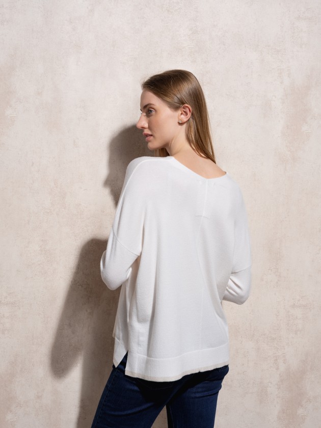V-neck knit sweater