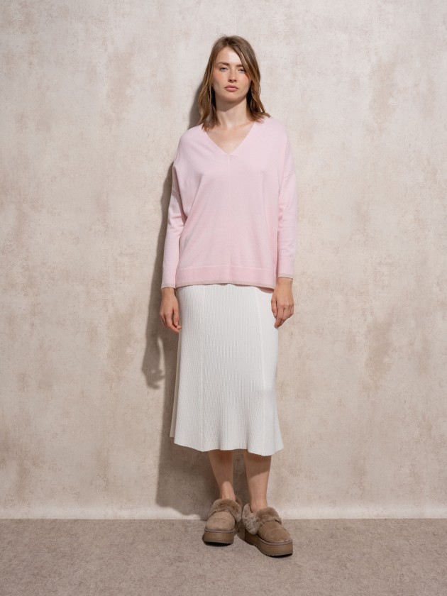 V-neck knit sweater