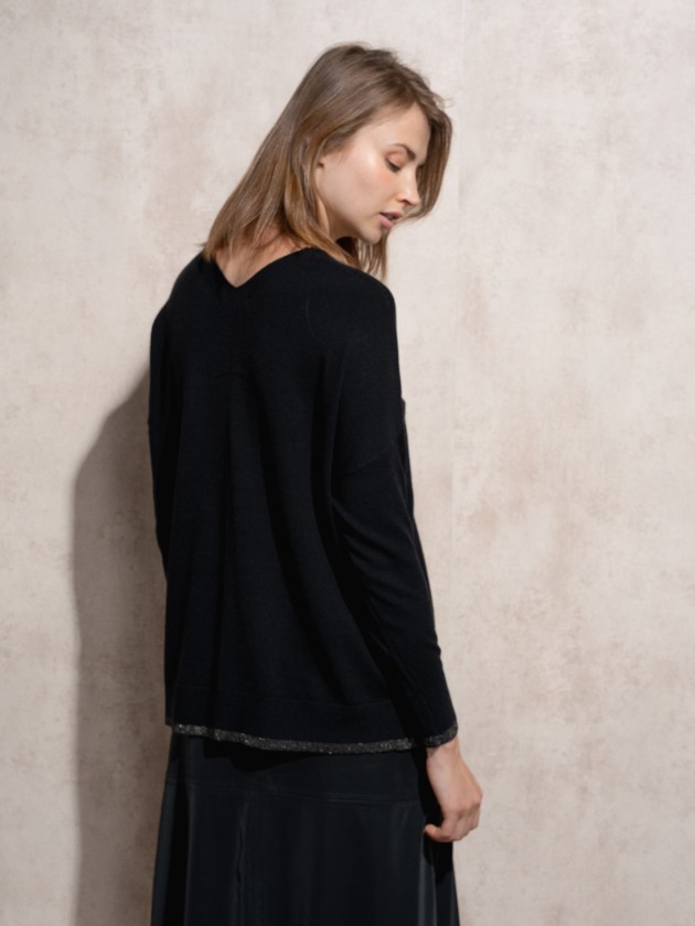 V-neck knit sweater