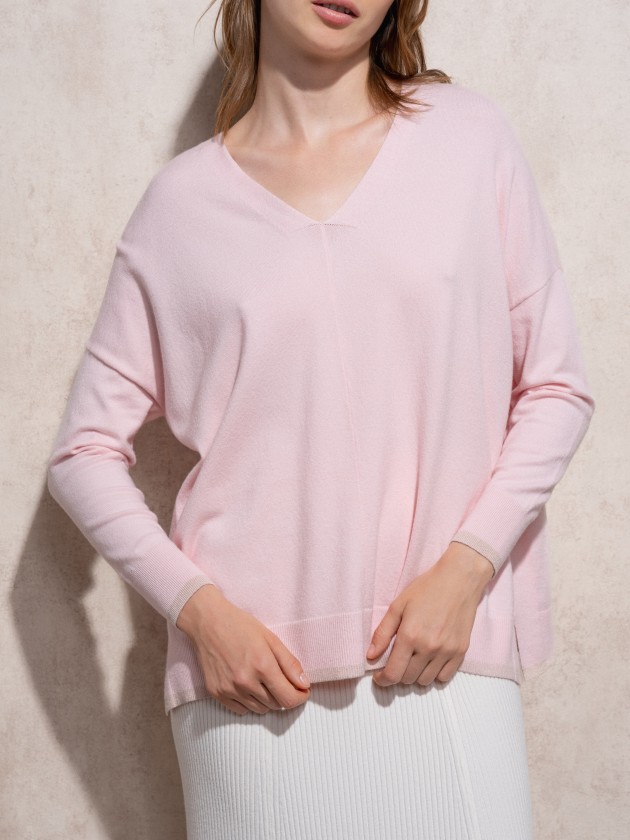 V-neck knit sweater