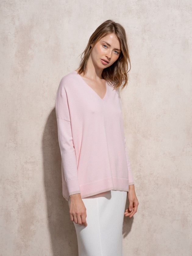 V-neck knit sweater