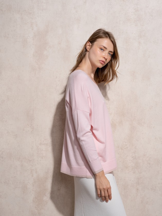 V-neck knit sweater