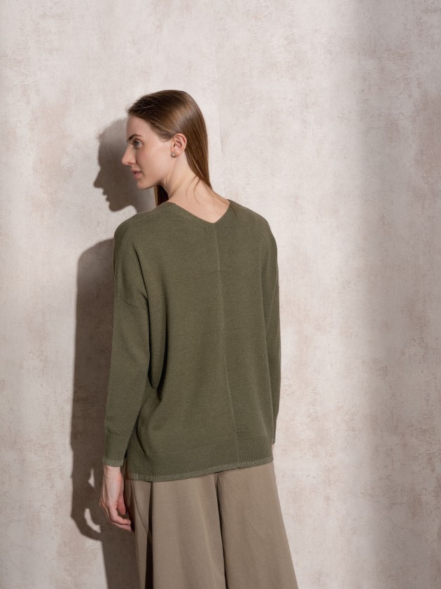 V-neck knit sweater